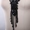 Black Oversized Beaded Neckline Applique with Fringe for Dancewear and Costume Iron On Patch